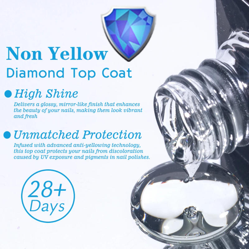 Description Picture 3 of item1 PCS Diamond Top Coat Super Shine Gel Nail Polish Vitamin Base Gel Strengthener 15ML Semi Permanent UV Strong Keratin Manicure