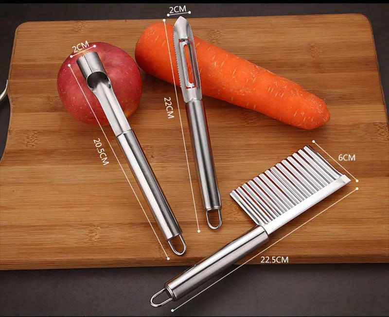 Description Picture 3 of item430 Stainless Steel Kitchen Tools Set Gadgets and Accessories Fruit Ball Carving Knife Fruit Peeler Ice Cream Spoon Potato Knife