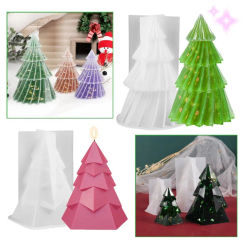 3D Christmas Tree Candle Silicone Mold DIY Christmas Ornament Crystal Resin Making Kit Christmas Tree Cake Decor Mold Xmas Gifts