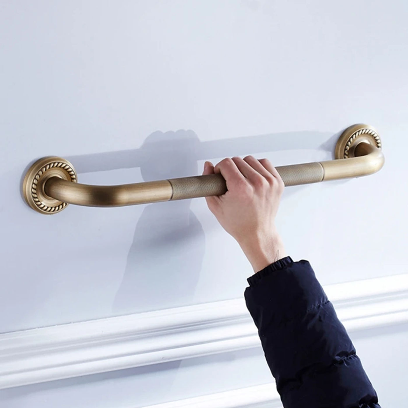 Description Picture 3 of itemBathtub Grab Bar Antique Brass Grab Bar Grab Rail Armrest Handle Toilet Elderly Handrail Home Safety Wall Mounted