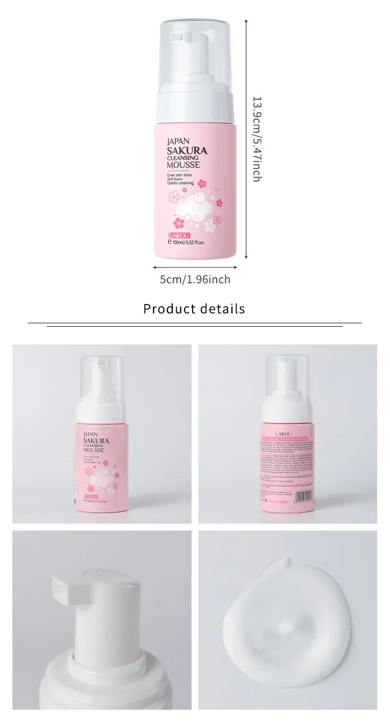 Description Picture 2 of itemLAIKOU Cherry Blossom Women Facial Cleanser  Face Korean Skin Care Products Original Products 100ml