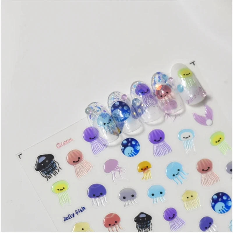 Description Picture 5 of item1pcs 5D Kawaii Jelly Nail Art Stickers Cute Jellyfish Self Adhesive Nail Art Decorations Stickers DIY Cartoon Manicure Decals