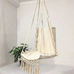 Swing Net Chair Hammock Nordic Style Beige Hanging Chair Swing Rope Outdoor Garden Hanging Chair Hammock Adult Outdoor Swing
