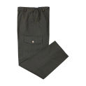 Men Cargo Pants Men's Mid-rise Cargo Pants with Elastic Waist Big Pockets Solid Color Straight Leg Work Trousers for Streetwear