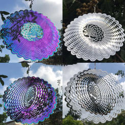 1PC Garden Wind Chimes Colorful Wind Spinning 3D Rotating Tree Of Life Metal Stainless Wind Chime