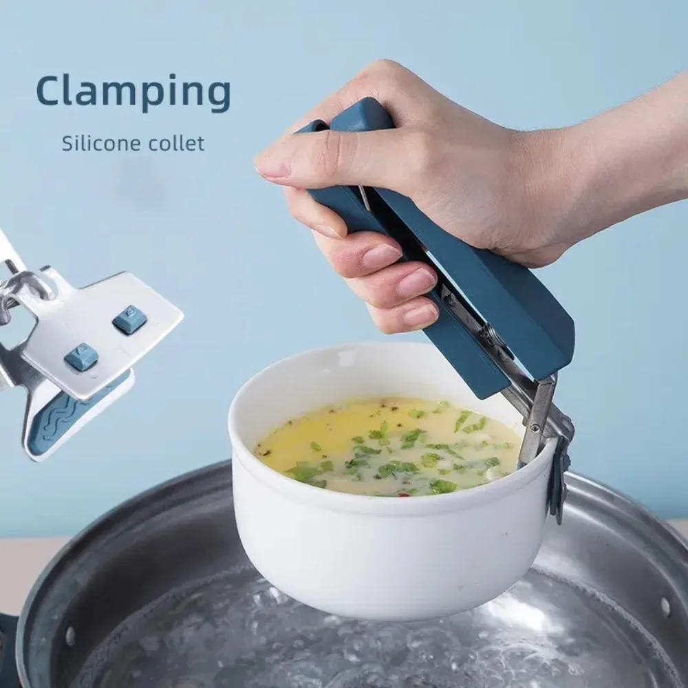 Description Picture 3 of itemHome Kitchen Gadgets Bowls Plates Tools Household Use Stainless Steel Anti-scalding Clip Anti-slip Pick Up Vegetables Tray Lift