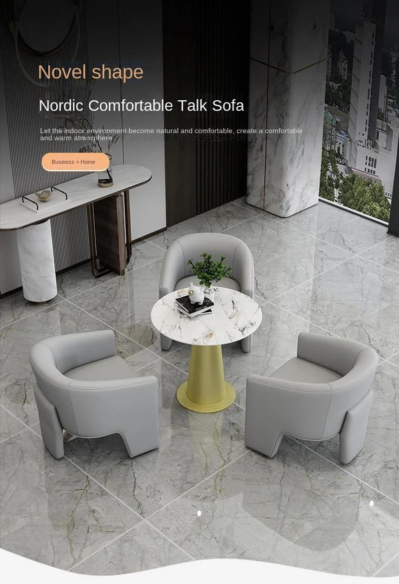 Description Picture 3 of itemRichome Single Sofa Chair Designer Luxury Leisure Chair Modern Minimalist Lounge Reception Chair Negotiation Chair Tea Table Set