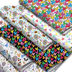 Disney Mickey Ballon 20*33cm Faux Leather Sheets Synthetic Fabric for Earring Bags Bow Jewelry Wallet DIY Craft