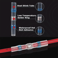 30pcs Heat Shrink Tube Solder Ring Terminal Insulation Waterproof Wiring Terminal Wire Docking Heat Shrink Quick Terminal