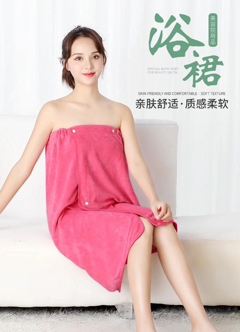 Description Picture 2 of itemMicrofiber Bathrobe Women Shower Soft Bath Wrap Towels Adults Home Beauty Salon Spa Sweat Suit Sauna Wrap Towels