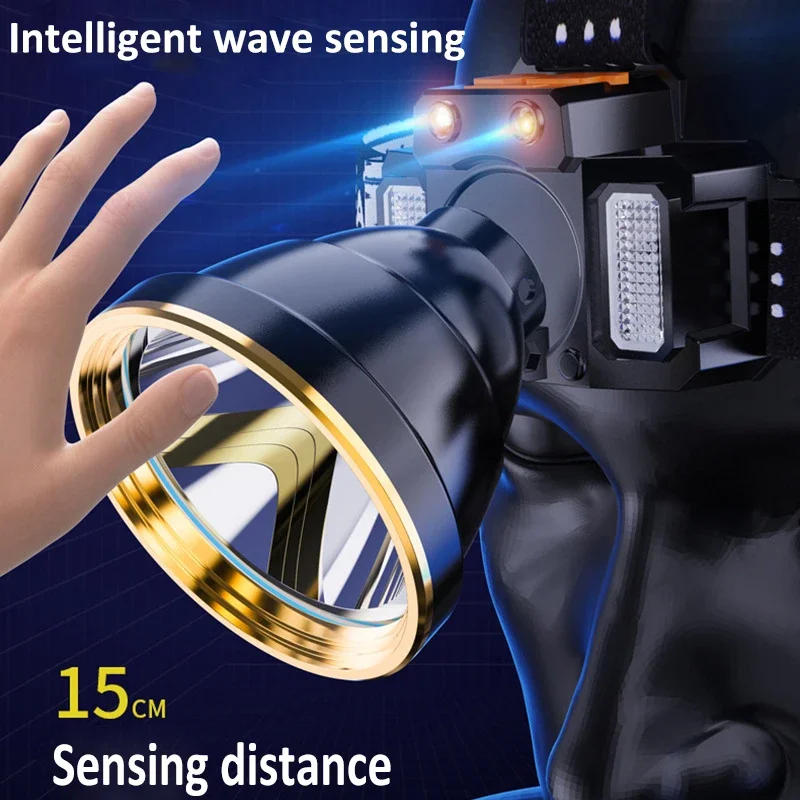 Description Picture 2 of itemIR Motion Sensor LED Headlamp USB Rechargeable Headlight Waterproof Head Lamp Head Flashlight with Built-in Battery