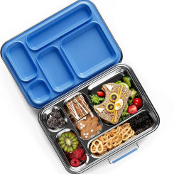 Stainless Steel Lunch Box for Adults Bento Box 5 Compartments with free Sealing, Metal Lunchbox for Travel, Work, Eco-Friendly