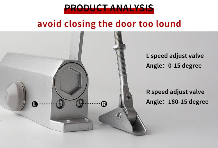 Description Picture 5 of itemSoft Closing Commercial Automatic 60-70kg Adjustable Heavy Duty Aluminum Alloy Door Closer