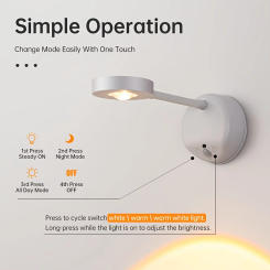 LED Sensor Night Light Bedroom Corridor Gallery Wall Light Black White Simple Tri-colour Adjustable Rechargeable Desk Lamp