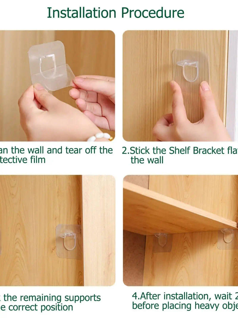 Description Picture 3 of item4/10pcs Wardrobe Divider Brackets Non-Marking Sticky Kitchen Cabinet Divider Brackets Anti-Side Slip Layer Support Brackets