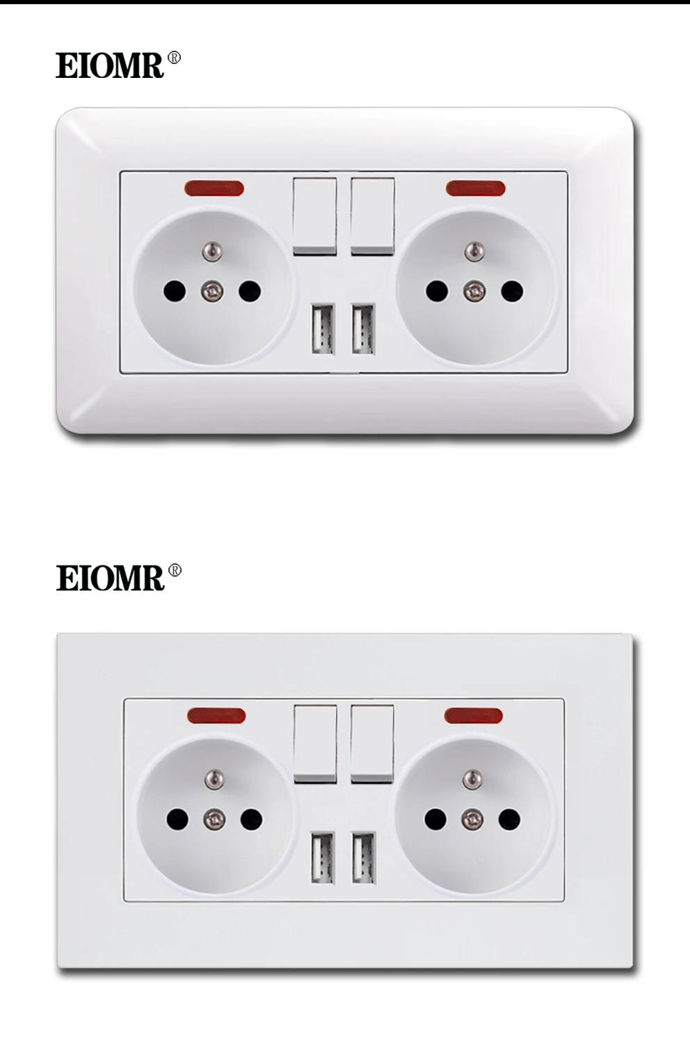 Description Picture 5 of itemEIOMR EU Electrical Sockets with USB 110~220V 16A Wall Power Socket with Light Switch No Need To Pull The Plug Home Decoration