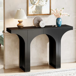 Tribesigns 47 Inches Console Table, Black Entryway Table, Modern Hallway Table, Sofa Table with Arch Base, Unique Foyer Table