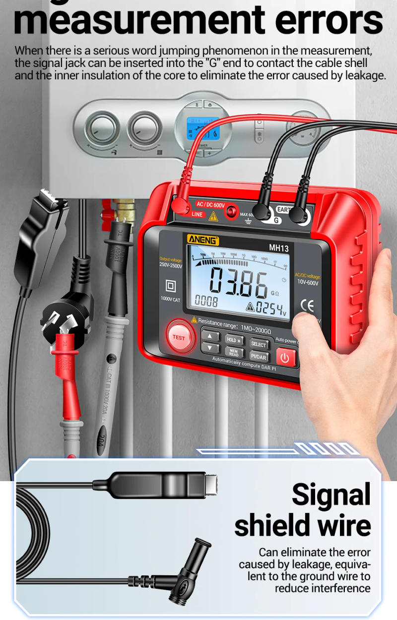 Description Picture 6 of itemANENG MH13 Digital Multimeter High Voltage Megometro Insulation Earth Resistance Meters Tester Megohmmeters Meter Tester Tools