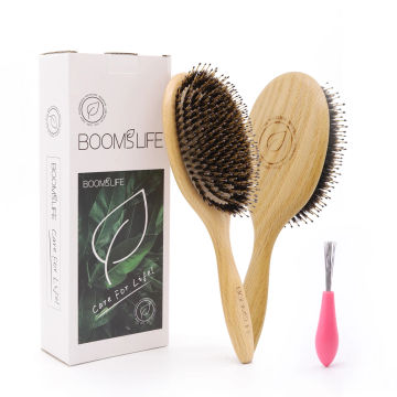 BOOMSLIFE Boar Bristle Hair Brush Women OAK Wood Comb Hair Styling Scalp Massage Hairbrush Salon De Beaute Barber Accessories