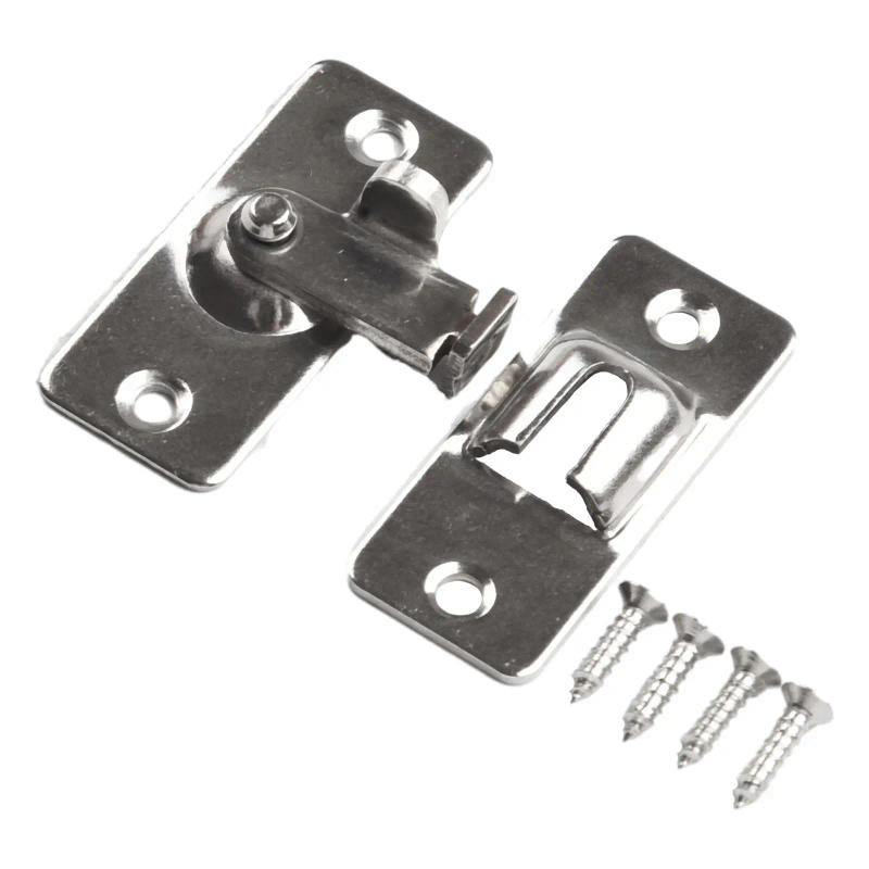 Description Picture 4 of item1pc Door Lock 90 Degree Barn Door Latch Bolt StainlessSteel Hook Latch Cabinet Locks Right Angle Sliding Gate Lock Hardware