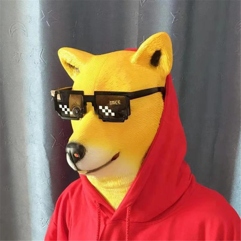 Description Picture 3 of itemAnimal Head Funny Donkey Head Mask Deluxe Novelty Halloween  Green Fish Husky Costume With Glasses  Party Carnival Props