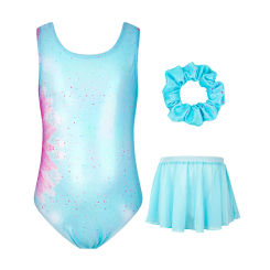 Girls Gymnastics Leotards Glitter Ballet Dance Unitards Biketards Activewear with Short Dresses & Hairband for Kids 3-12 Years