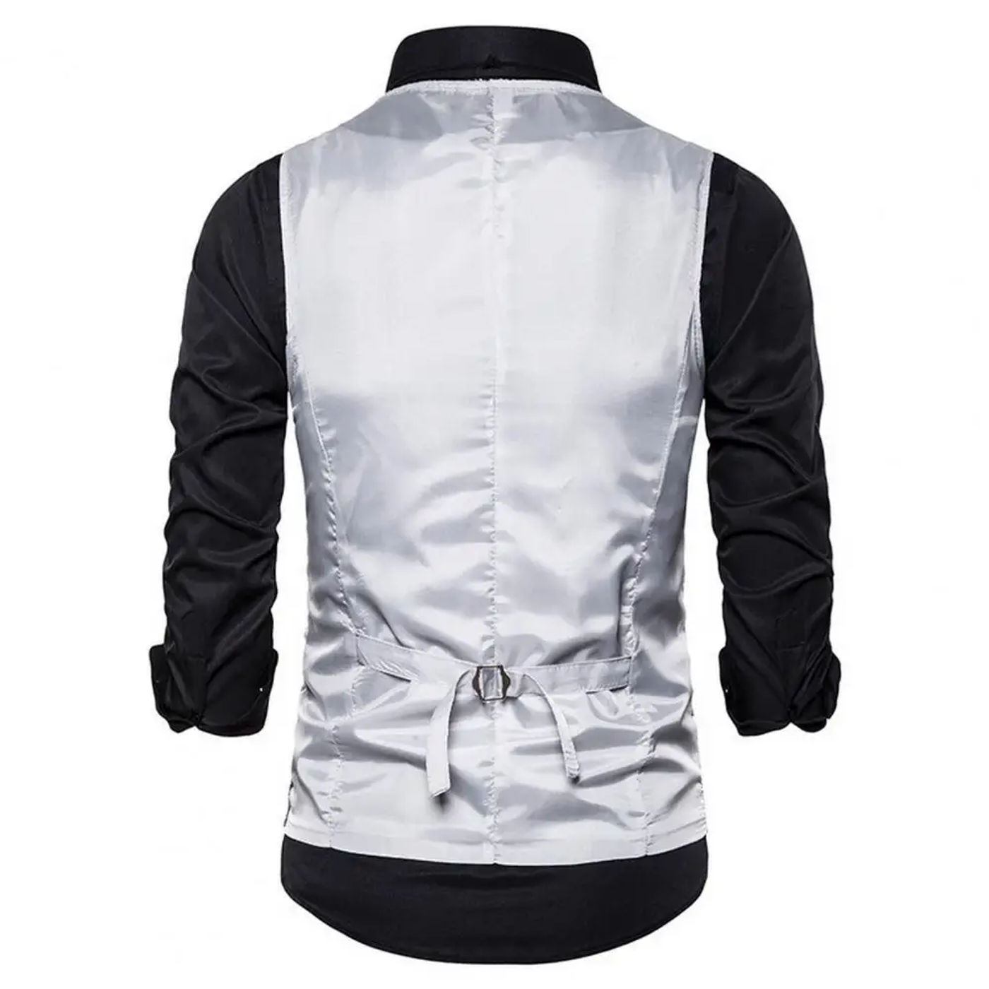Description Picture 2 of itemMen Suit Vest Bow Set V Neck Sleeveless Single-breasted Vest Jacket SLim Fit Cardiagn Stage Show Emcee Performance Men Waistcoat