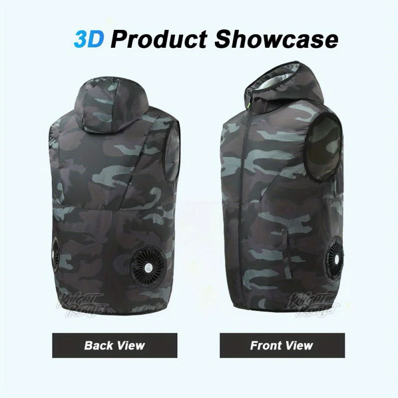 Description Picture 5 of itemMen's Outdoor Cooling Vest - 3-Speed 9-Blade Fans for Camping, Fishing, Construction & High Heat Workwear (Ultra-Quiet