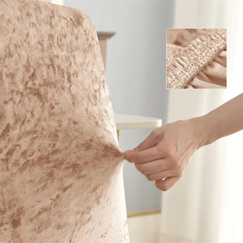 Description Picture 6 of item1PC Velvet Shiny Fabric Chair Cover Universal Size Dining Chair Slipcover Elastic Mid Back Seat Cover for Banquet Wedding Hotel