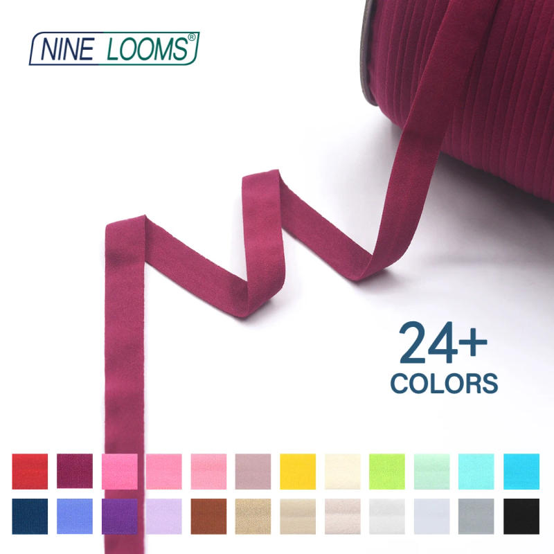 Description Picture 3 of itemNINE LOOMS Matte Foldover Elastic 5/8" 15mm FOE Non-Shiny Spandex Band Webbing Headband Lingerie Underwear Dress DIY Sewing Trim