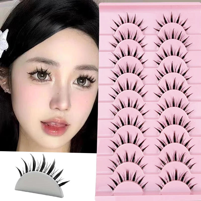 Description Picture 6 of item10 pairs of Devilish style anime false eyelashes C-curls, natural and dramatic effects, transparent stem reusable eyelashes