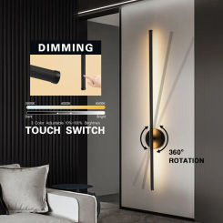 Indoor 360° Rotatable Dimmable LED Wall Lights for Bedside Bedroom Black Touch Switch ON/OFF LED Wall Lamps for Home AC85-265V