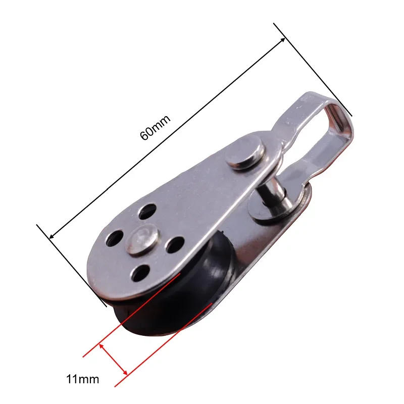 Description Picture 2 of item5PCS 316 Stainless Steel Pulley 60mm Wire Rope Crane Block Hanging Towing Wheel for 2mm To 8mm Metal Roller