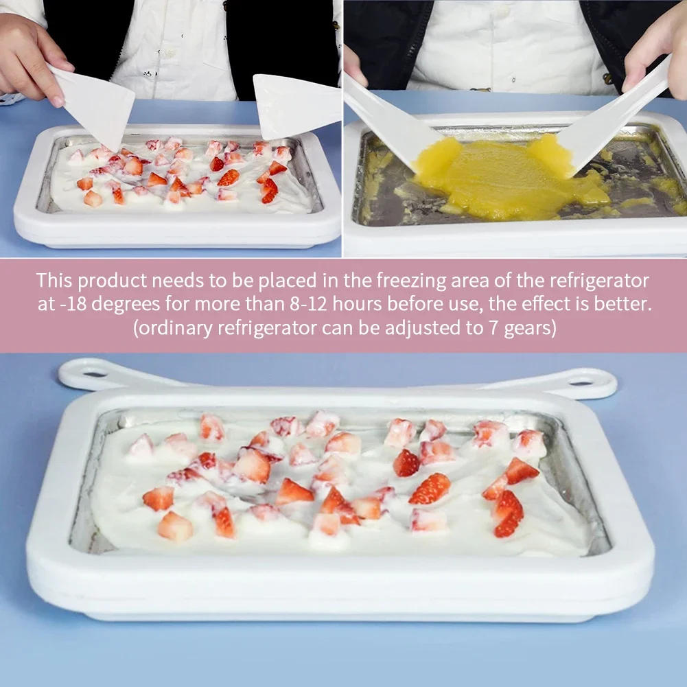 Description Picture 5 of itemMini Fried Yogurts Yogurt Frozen Pan Ice Cream Maker Machine Rolled Ice Cream Maker with 2 Spatulas Fry Ice Plate Home Use