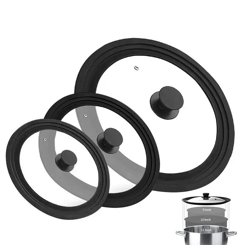 Description Picture 2 of itemMulti Size Universal Lid for Pots Pans Cookware Tempered Glass Lid for Skillets with Silicone Rim Replacement Lid for Frying Pan