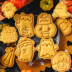 Cartoon Ghost Pumpkin Cookie Kitten DIY Bear Fondant Cookie Cutter Frosting Dessert Decorating Tool Halloween Baking Supplies