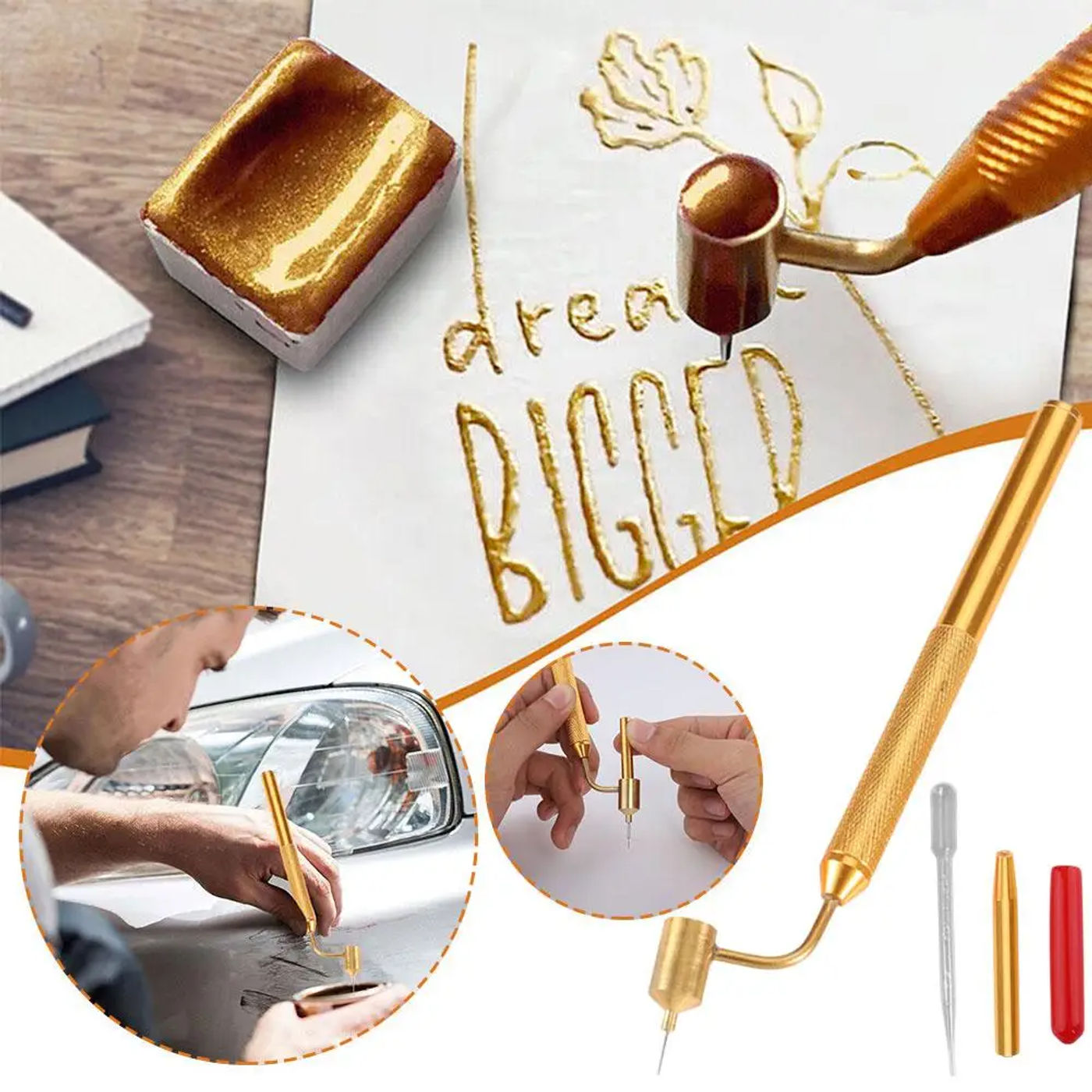 Description Picture 3 of itemDetailing Fine Line Fluid Writer Paint Applicator Pen Slanting Precision Ruling Pens For Rock Chips Car Scratch Repair Tool