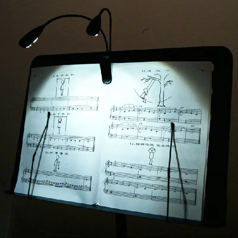 Description Picture 3 of itemHot Sale Black Clip-on 2 Dual Arms 4 LED Flexible Book Music Stand Light Lamp Guitar Parts & Accessories