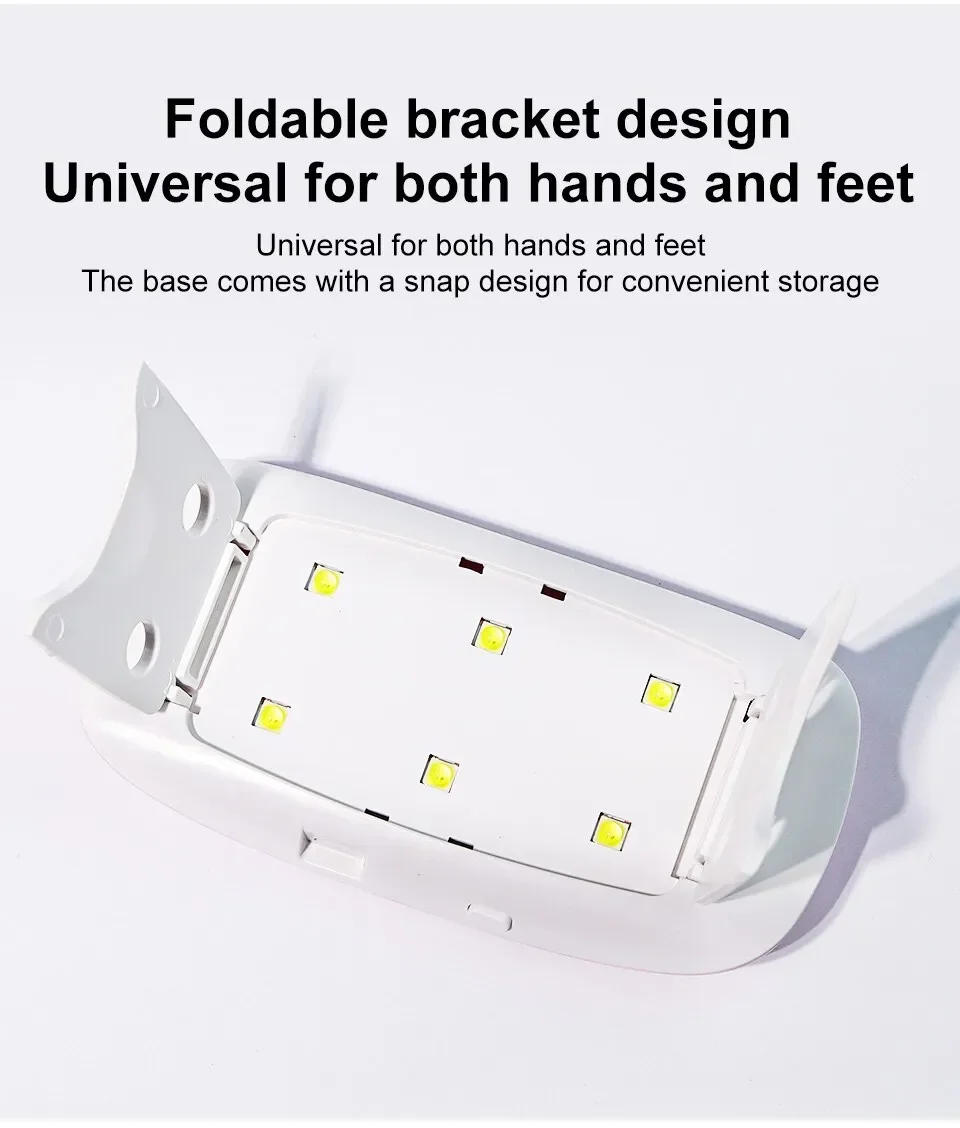 Description Picture 4 of item6W MINI Nail Art Machine LED Nail Gel Curing Lamp Light For Gel Polish Dryer 6Leds UV Nails Dryers Manicure Nail Art Tool 45,60S