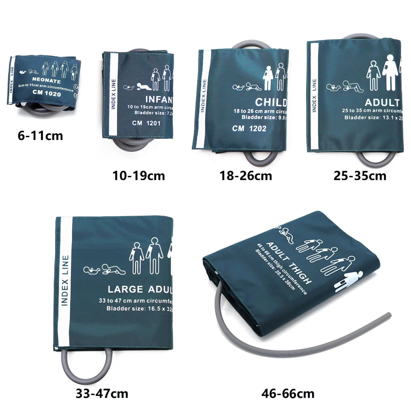 Description Picture 3 of item6 Size of Cuffs Neonatal Infant Child Adult Blood Pressure Meter Medical NIBP Arm Thigh Cuff Accessory for CONTEC Monitors