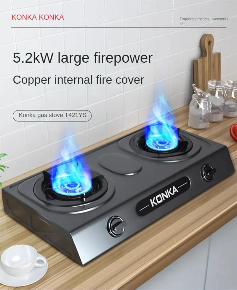 Description Picture 2 of itemGas Stove Double Burner Household Natural Stove Desktop Fierce Fire Liquefied Gas Cooktop Gas Stove Home Appliance