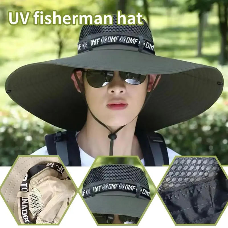 Description Picture 4 of itemBreathable Sunshade Fisherman Hat UV Protection Large Brim Summer Outdoor Hiking Fishing Beach Cap for Men Women
