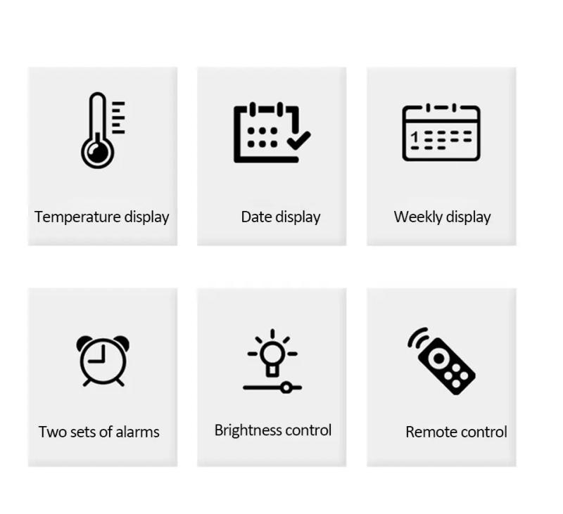 Description Picture 3 of item10inch LED Large Digital Wall Clock with Dual Alarms Calendar and Temperature Display Brightness Adjustable Countdown Home Clock