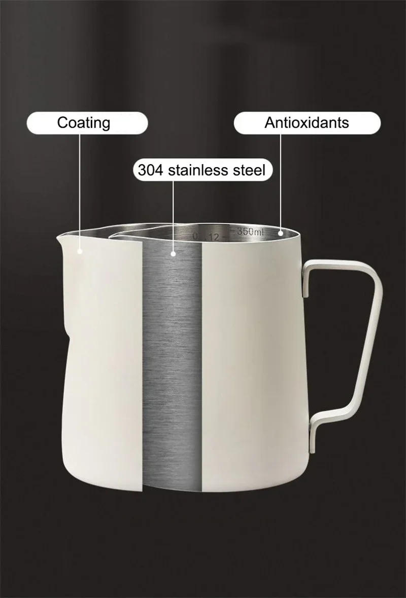 Description Picture 4 of item304 Stainless Steel Coffee Pots with Scale Coffee Milk Frothing Pitcher Jug Espresso Steaming Pitchers Milk Foam Jug Coffee tool