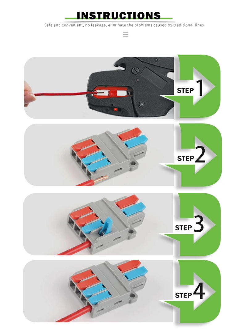 Description Picture 5 of itemQuick Wire Connector Universal Plug-in parallel Cable 4/6Pin Butt Home Terminal Block 1 In Multiple Out Junction Box 35-10AWG