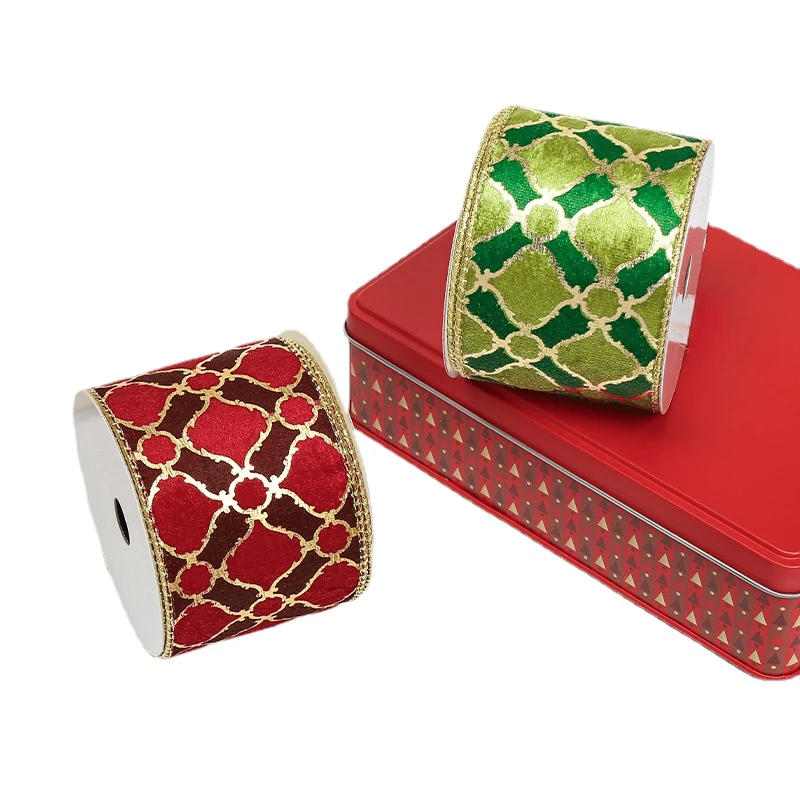 Description Picture 4 of item5/10yards 63MM New Christmas Bow Ribbon Christmas Tree Decoration Webbing Wire Edge Velvet Ribbons for DIY Sewing Decorations