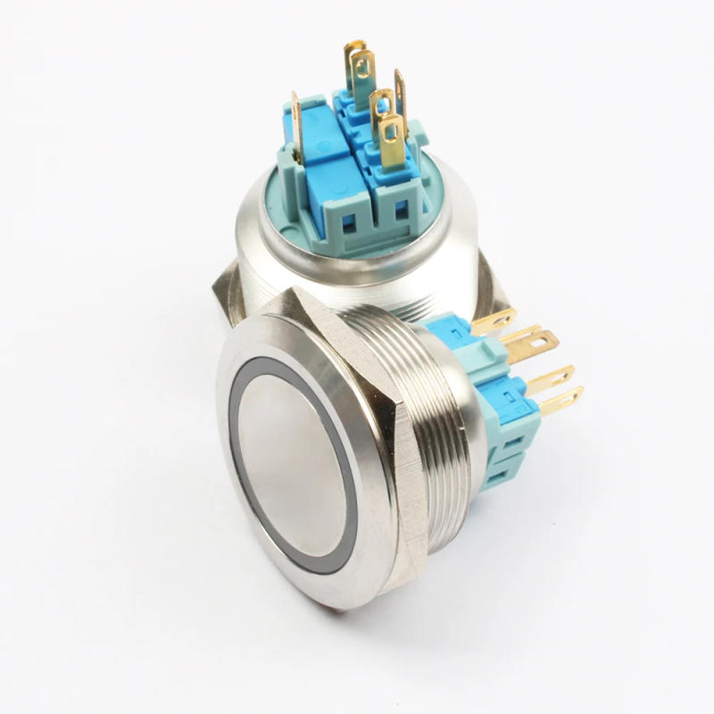 Description Picture 5 of item30mm Stainless steel metal push button switch flat round momentary power ring mark 6 pin car switches reset latching fixation