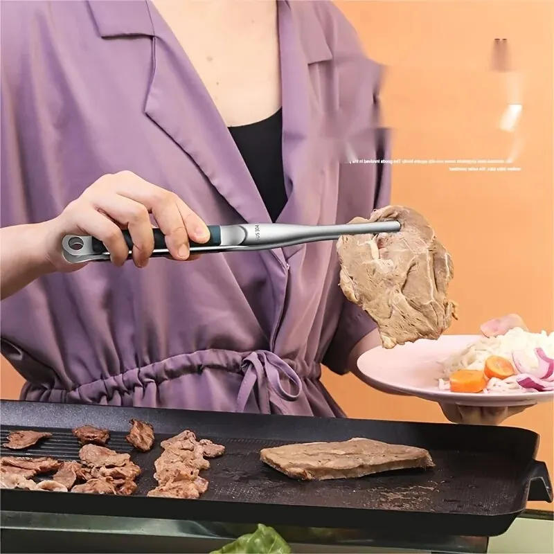 Description Picture 5 of item304 Stainless Steel Steak Clip Kitchen Tool Pancake Barbecue Spatula Clip BBQ Tongs Frying Fish Spatula Clip Bread Household