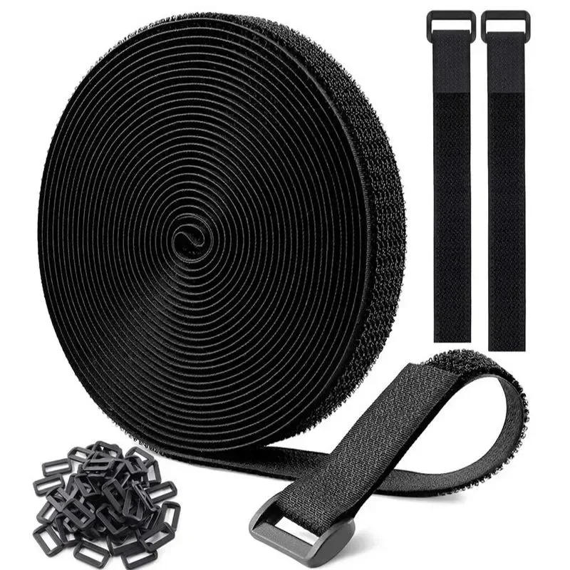 Description Picture 2 of itemReusable Fastening Cable Ties Nylon Hook Loop Adjustable Self-Adhesive Securing Strap Tape with Buckle Cable Cord Management