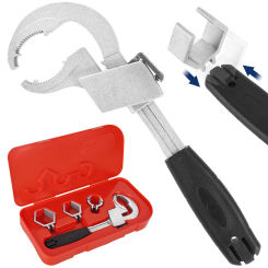 4-in-1 Universal Adjustable Double-ended Wrench Sink Spanner Set with 3 Card Slots Universal Sewer Water Plumbing Repair Tools